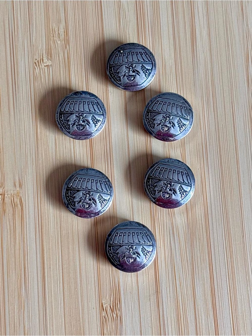 Silver Decorative Metal Button covers for women’s Accessories - Pack of 6